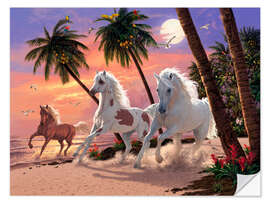 Sticker mural Chevaux sur la plage