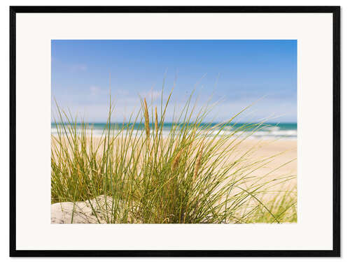 Framed art print Beach with Dune Grass in Sand