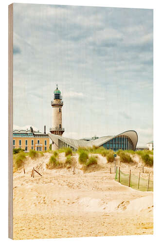 Print på træ Old lighthouse and Teepott building at Warnemünde