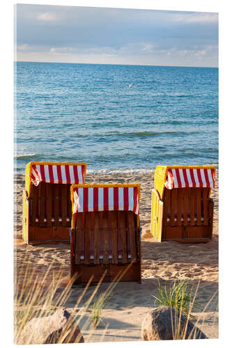 Akrylglastavla Three beach chairs at the baltic sea