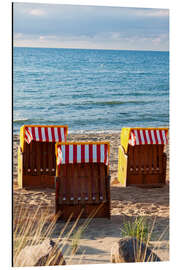 Stampa su alluminio Three beach chairs at the baltic sea