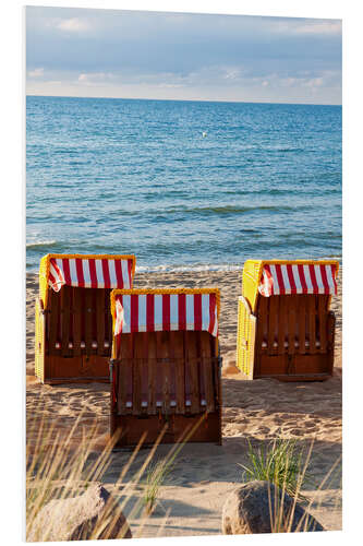 PVC-taulu Three beach chairs at the baltic sea