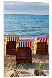 PVC-taulu Three beach chairs at the baltic sea