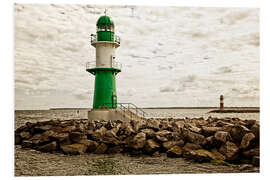 PVC-taulu Green and red lighthouse at the harbor entrance of Warnemünde