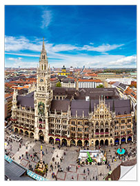 Selvklebende plakat Aerial view on the Marienplatz in Munich