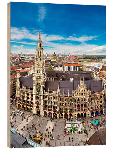 Holzbild Luftbild auf dem Marienplatz in München