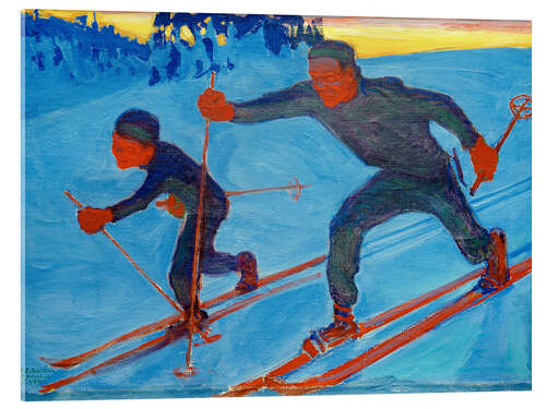 Acrylglasbild Akseli und Jorma beim Skifahren