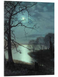 Obraz na szkle akrylowym  Watching a Moonlit Lake - John Atkinson Grimshaw