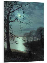 Foam board print Watching a Moonlit Lake