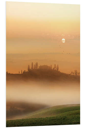 Print på skumplade Fog in Tuscany