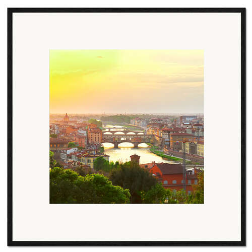 Impresión de arte enmarcada Florence with Ponte Vecchio