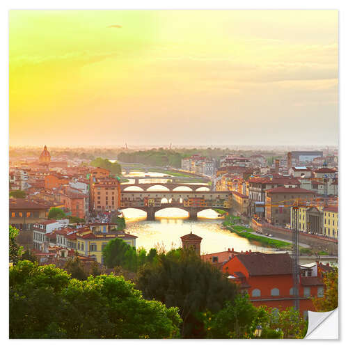 Selvklæbende plakat Florence with Ponte Vecchio