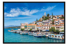 Gerahmter Kunstdruck Insel Poros an einem Sommertag