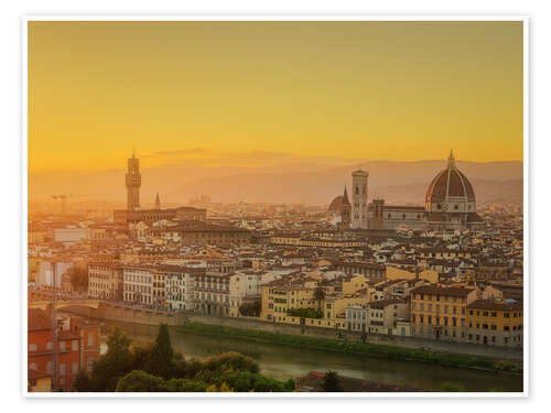 Poster Downtown Florence in the evening