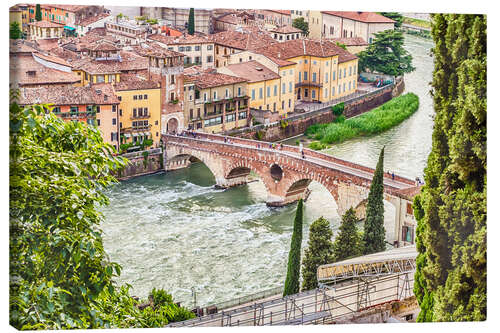 Lerretsbilde Ponte di Pietra above the Adige River in Verona