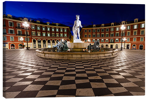 Canvas print Fontaine du Soleil on Place Massena in Nice