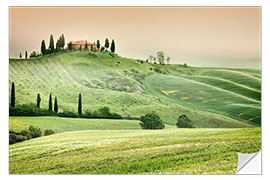 Sticker mural Paysage de Toscane dans le brouillard