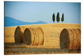 Aluminium print Tuscany landscape with straw bales