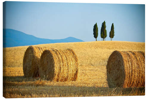 Leinwandbild Toskana-Landschaft mit Strohballen