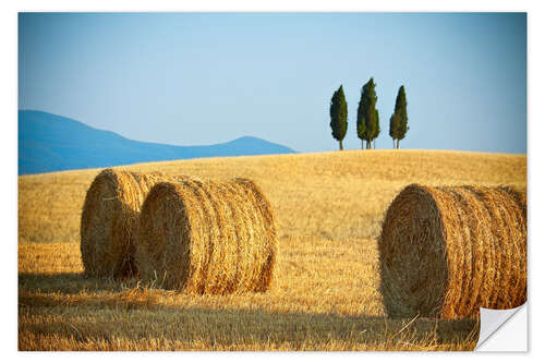 Adesivo murale Tuscany landscape with straw bales