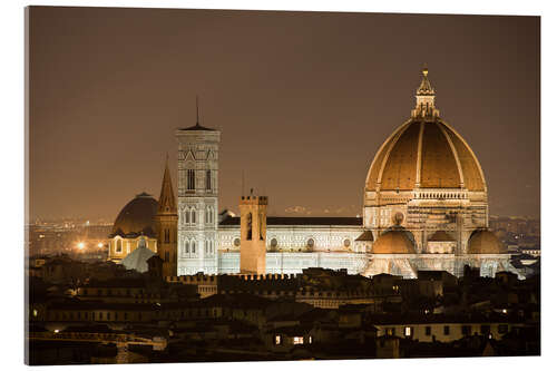 Acrylglasbild Kathedrale von Florenz bei Nacht