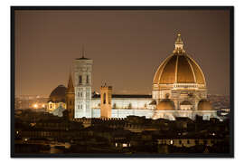 Gerahmter Kunstdruck Kathedrale von Florenz bei Nacht