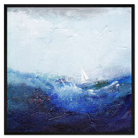 Gerahmter Kunstdruck Boot bei Wellengang