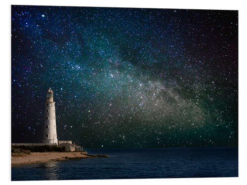 Tableau en PVC Phare à la lumière des étoiles