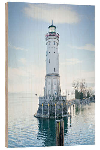 Wood print beautiful lighthouse at Lindau
