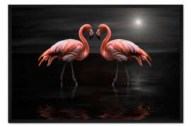 Gerahmter Kunstdruck Flamingos in der Nacht