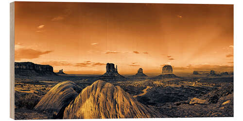 Wood print Kelly Monument Valley
