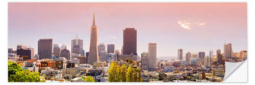 Selvklebende plakat San Francisco Skyline Red