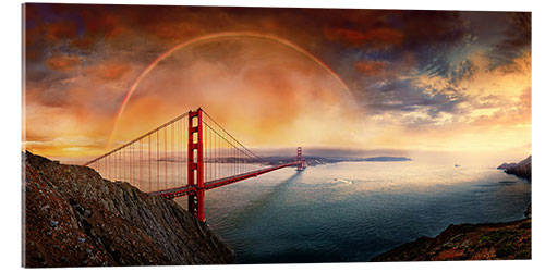 Acrylic print Frisco Golden Gate Rainbow