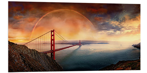 Tableau en PVC Frisco Golden Gate Rainbow