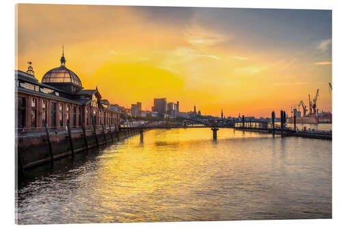 Acrylic print Hamburg - historic fish market at dawn