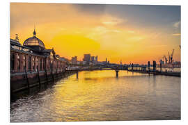 Foam board print Hamburg - historic fish market at dawn