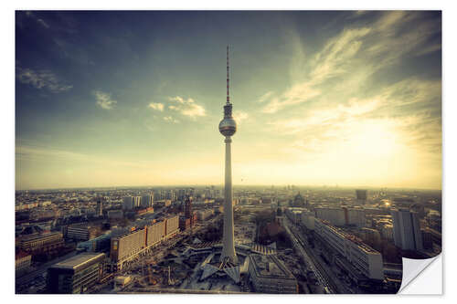 Muursticker Berlin Panorama in Vintage