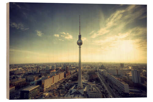 Holzbild Berlin Panorama in Vintage