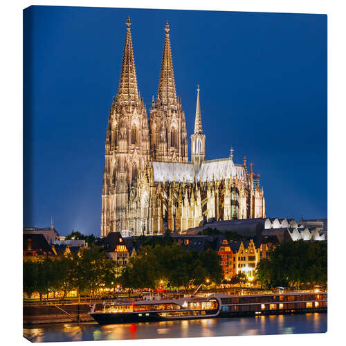 Canvas print Night view of Cologne Cathedral