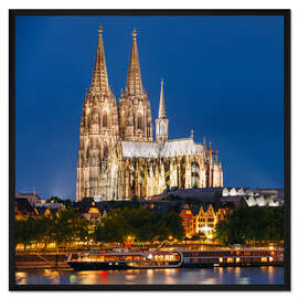 Gerahmter Kunstdruck Nachtansicht vom Kölner Dom