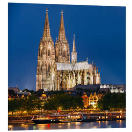 Foam board print Night view of Cologne Cathedral