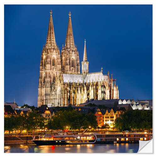 Sticker mural Vue nocturne de la cathédrale de Cologne