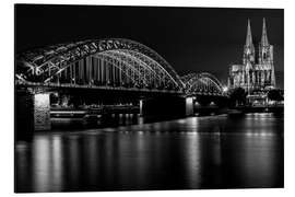 Aluminium print Cologne Cathedral and bridge