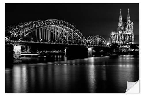 Selvklebende plakat Cologne Cathedral and bridge