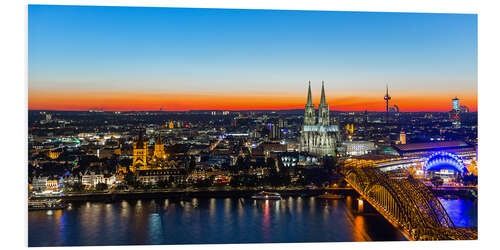 PVC-tavla Colorful Cologne skyline at night