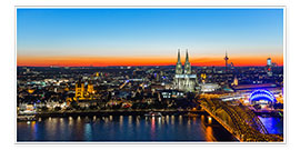 Print  Colorful Cologne skyline at night