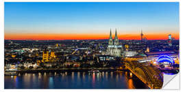 Naklejka na ścianę Colorful Cologne skyline at night