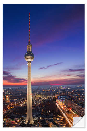 Wandsticker Berliner Fernsehturm in der Nacht