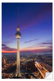 Selvklæbende plakat Berlin TV Tower at night