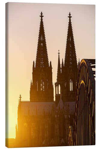 Tableau sur toile Coucher de soleil derrière la cathédrale de Cologne
